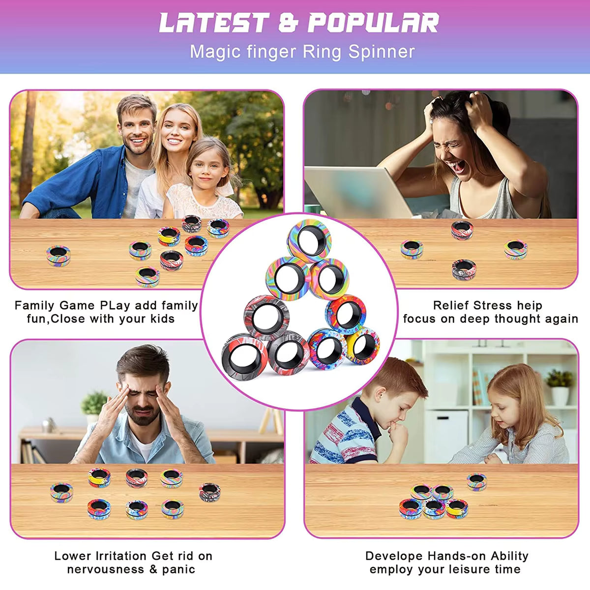 Juego de 3 uds de anillos magnéticos